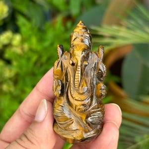 Tiger Eye Ganesha- Gemstone Ganesha- Ganesh Statue- Small Stone Ganesha- Hand Carved- Hindu Diety- Religious God Idol Statue