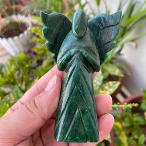 Fuschite Angel- Gemstone Angel- Guardian Angel- Angel Figurine- Lucky Angel- Healing Angel- Stone Angel