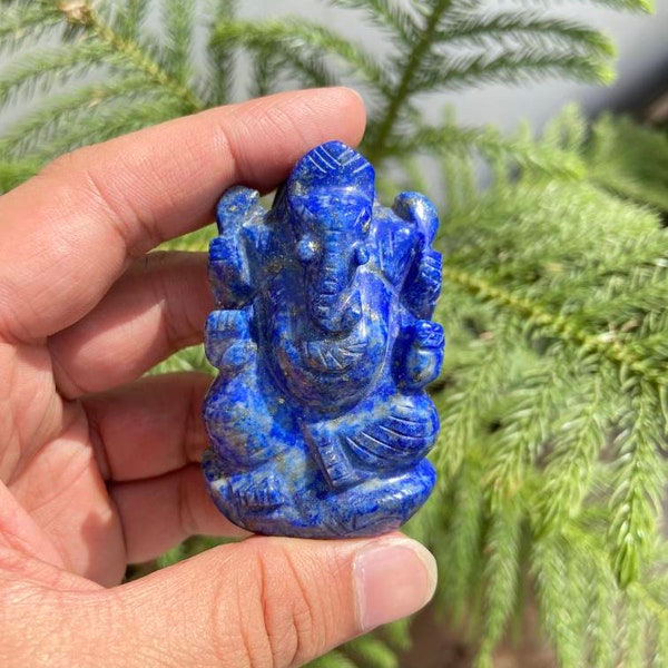 Natural Lapis Lazuli- Gemstone Ganesha- Ganesh Statue- Small Stone Ganesh- Tiny Ganesh
