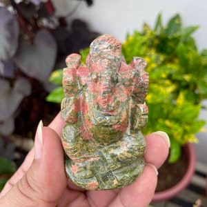 Unakite Ganesha- Gemstone Ganesha- Ganesh Statue- Ganesh Sculpture- Ganesha Figurine- Crystal Ganesh- Natural Unakite