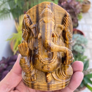 Natural Tiger Eye Ganesh- Gemstone Ganesha- Ganesh Statue- Small Stone Ganesha- Ganesha Idol