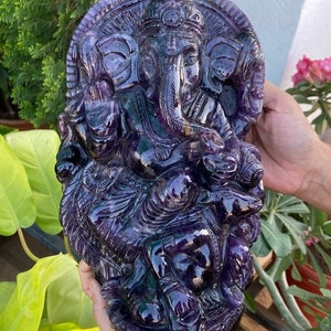 Amethyst Ganesha- Gemstone Ganesha Figurine- Carved Ganesh Statue- Housewarming Gift- Unique Gifts- Natural Amethyst- Collection Art- Rare
