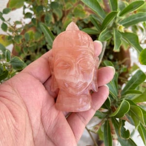 Rose Quartz Buddha Head- Gemstone Buddha Head- Buddha Head Statue- Stone Buddha Head- Crystal Buddha Head