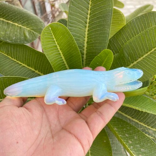 Opal Crocodile- retailer Gemstone animals- Carved animals crystal