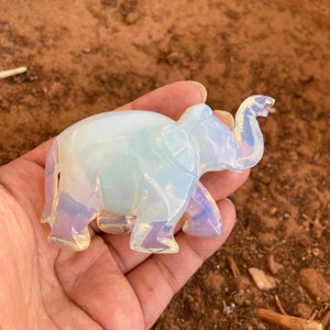 Opal Elephant- Opalite Carving Gemstone Elephant- Opalite Elephant- Home Decor