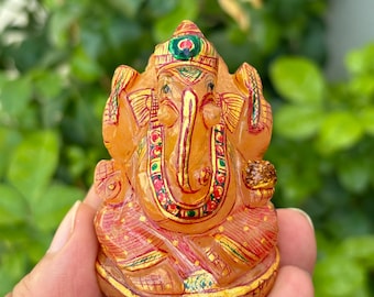 Natural Rose Quartz Ganesha- Gemstone Ganesha- Ganesh Statue- Small Stone Ganesha- Ganesha Idol- Yoga Statue- Meditation- Hindu God