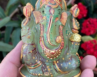 Jade Ganesh- Gemstone Ganesha- Ganesh Statue- Small Stone Ganesha- Ganesha Idol- Aventurine Ganesha