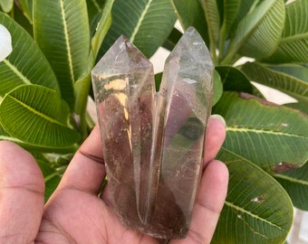 Natural Smoky Quartz Crystal Tower 4 Inch | Double Terminated Healing Point | Grounding Protection Stone Decor
