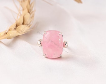 Pink Morganite Ring Cushion Cut OOAK 925 Sterling Silver | 20.32 Ct Statement Ring | Parrot Design Ring | Gift for Her