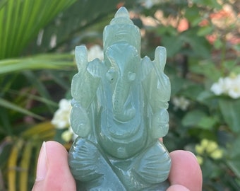 Jade Ganesh- Gemstone Ganesha- Ganesh Statue- Small Stone Ganesha- Ganesha Idol- Aventurine Ganesha