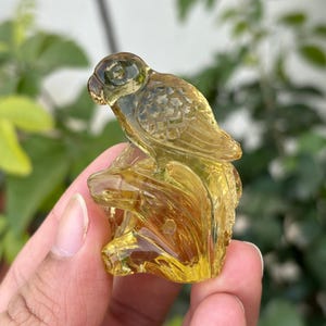 天然シトリンの鳥 - 宝石の鳥 - 彫刻された鳥の像 - 彫刻されたクリスタルの鳥 - シトリン彫刻 - クリスタルの鳥の彫刻 - ユニークな彫刻