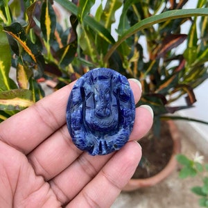 Small Ganesha- Sodalite Carving- Natural Sodalite Ganesha- Gemstone Ganesha- Ganesh Statue- Healing Gifts- Hindu God Statue Sodalite Crystal