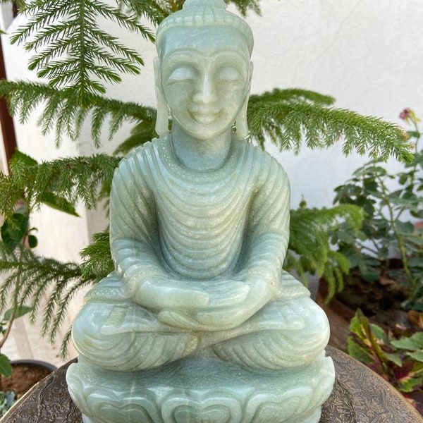 Natürliche Aventurin Buddha - Jade Buddha Statue - Edelstein Buddha - große Größe Buddha - Buddha Home Decor - Housewarming - geschnitzt Kristall Buddha