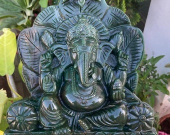 Jade Ganesh- Gemstone Ganesha- Ganesh Statue- Small Stone Ganesha- Ganesha Idol- Natural Jade Ganesh- Green Ganesh- Carved Ganesh