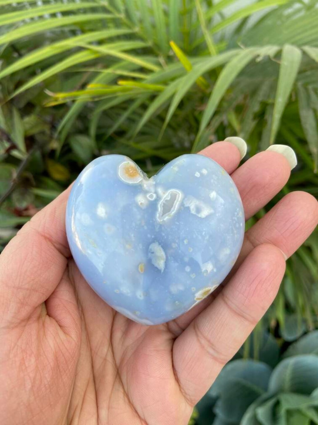 Blue Lace Agate Heart Crystal Heart Carved Heart Gemstone Heart Agate