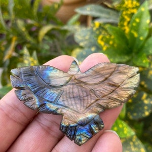 Gemstone Eagle- Labradorite Eagle- Stone Eagle- Carved Stone Animals- Carved Eagle- Natural Labradorite