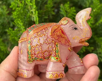 手作りのピンクの石造りの象｜伝統的なインドの装飾 - Etsy 日本