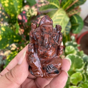 Mahogany Obsidian Ganesha- Gemstone Ganesha- Ganesh Statue- Ganesh Sculpture- Ganesha Figurine- Crystal Ganesh- Natural Mahogany Obsidian