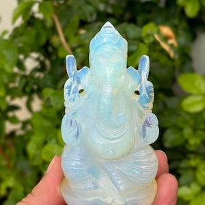 Opalite Ganesha- Ganesha Figurine- Gemstone Ganesha- Hindu God Statue- Housewarming- Carved Ganesha- Opal Ganesh