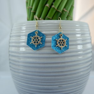 OCEAN VIBES COLLECTION ~ Handmade Faux Vegan Leather Sterling Silver with Helm Charm