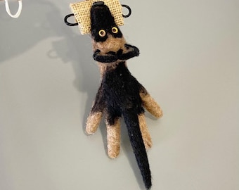 Felted German Shepherd Biting Tug Ornament/Keychain