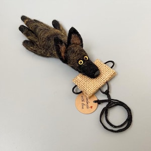 Felted Dutch Shepherd Biting Tug Ornament/Keychain
