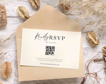 QR Code Card for RSVP, Reponse Card, Modern Wedding Reply Card, Minimalist QR Code Response Card, rsvp cards for wedding qr code - BP07