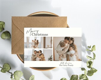 Plantilla de tarjeta de Navidad con foto, tarjetas de Navidad personalizadas, plantilla Canva - BP07