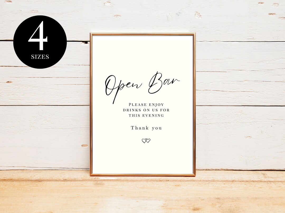 Printable Open Bar Sign Funny Open Bar Sign Modern Etsy