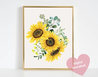 Printable Wall Art Sunflower Bouquet Instant Download - BP06
