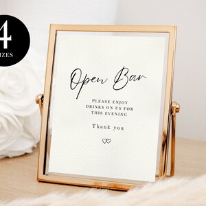 Modern Open Bar Sign, Funny Open Bar Sign, Modern Minimalist Wedding, Template, Wedding Bar Sign, Alcohol Drink - BP07
