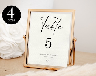 Modern Wedding Table Numbers, Minimalist Wedding Table Number,| Editable Table Number Template,| Simple Table Numbers - BP07