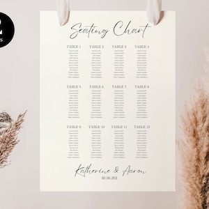 Canva Template Wedding Seating Chart, Seating Chart Template, Seating Chart Sign DIY - BP07