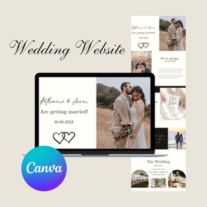 Wedding Website Template, Canva Template, Digital Wedding Invitation, Wedding Planning Templates, Wedding RSVP, Boho Wedding Invite - BP07