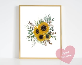 Printable Wall Art Sunflower Bouquet Instant Download - BP05