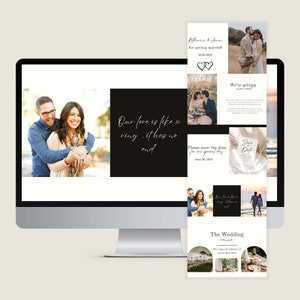 Wedding Website Template, Canva Template, Digital Wedding Invitation, Wedding Planning Templates, Wedding RSVP, Boho Wedding Invite - BP07