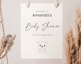 ベビーシャワーへようこそサイン デジタルダウンロード、Canva テンプレート ベビーシャワー招待状テンプレート、即時ダウンロード - BP07