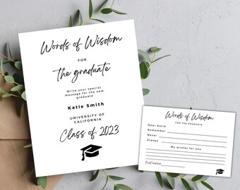 Words of Wisdom for the Graduate Class of 2023, Graduation Party new Graduate, Wishes for Graduate, Words of Wisdom Card - BP08
