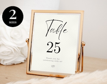 Modern Wedding Table Numbers, Minimalist Wedding Table Number, Printable Table Number, Simple Table Numbers - BP07