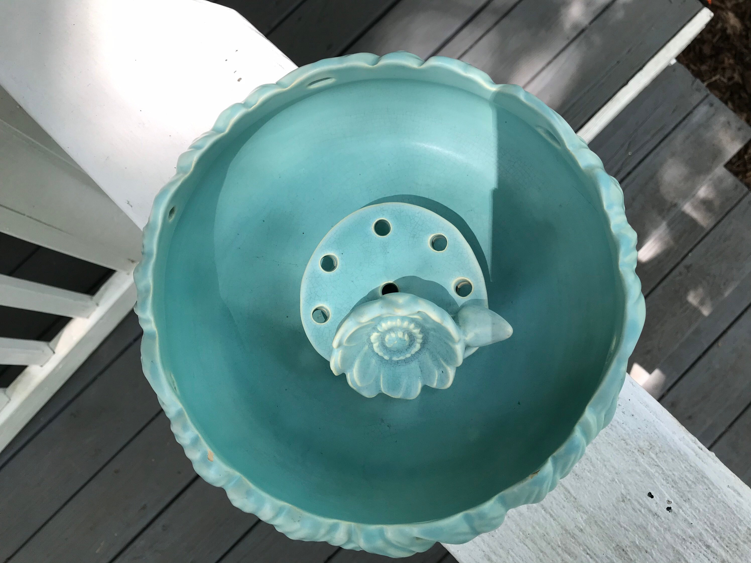 Weller Hobart Hanging Bowl and Lily Flower Frog Turquoise Etsy