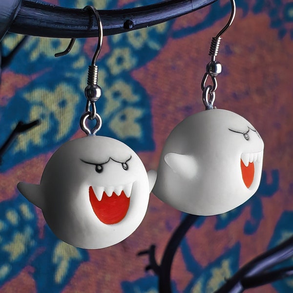 Ghost Mario Boo Earrings - Mario Birthday Gift - Halloween Ghost Earrings