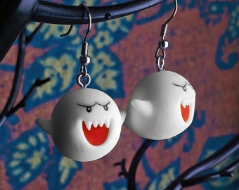 Ghost Mario Boo Earrings - Mario Birthday Gift - Halloween Ghost Earrings