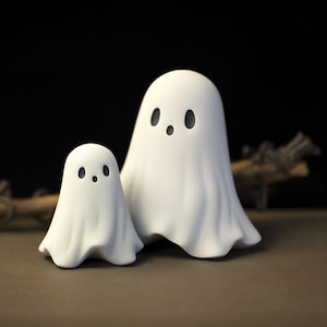 A pair of Halloween Ghost Ornaments, Cute Garden Ghost figurines, Halloween decor, Home Decor or Garden Statue, Halloween Unique Gift