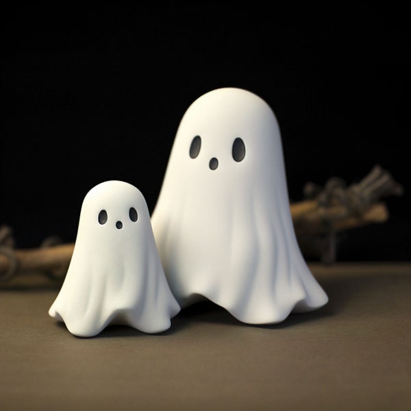 A pair of Halloween Ghost Ornaments, Cute Garden Ghost figurines, Halloween decor, Home Decor or Garden Statue, Halloween Unique Gift