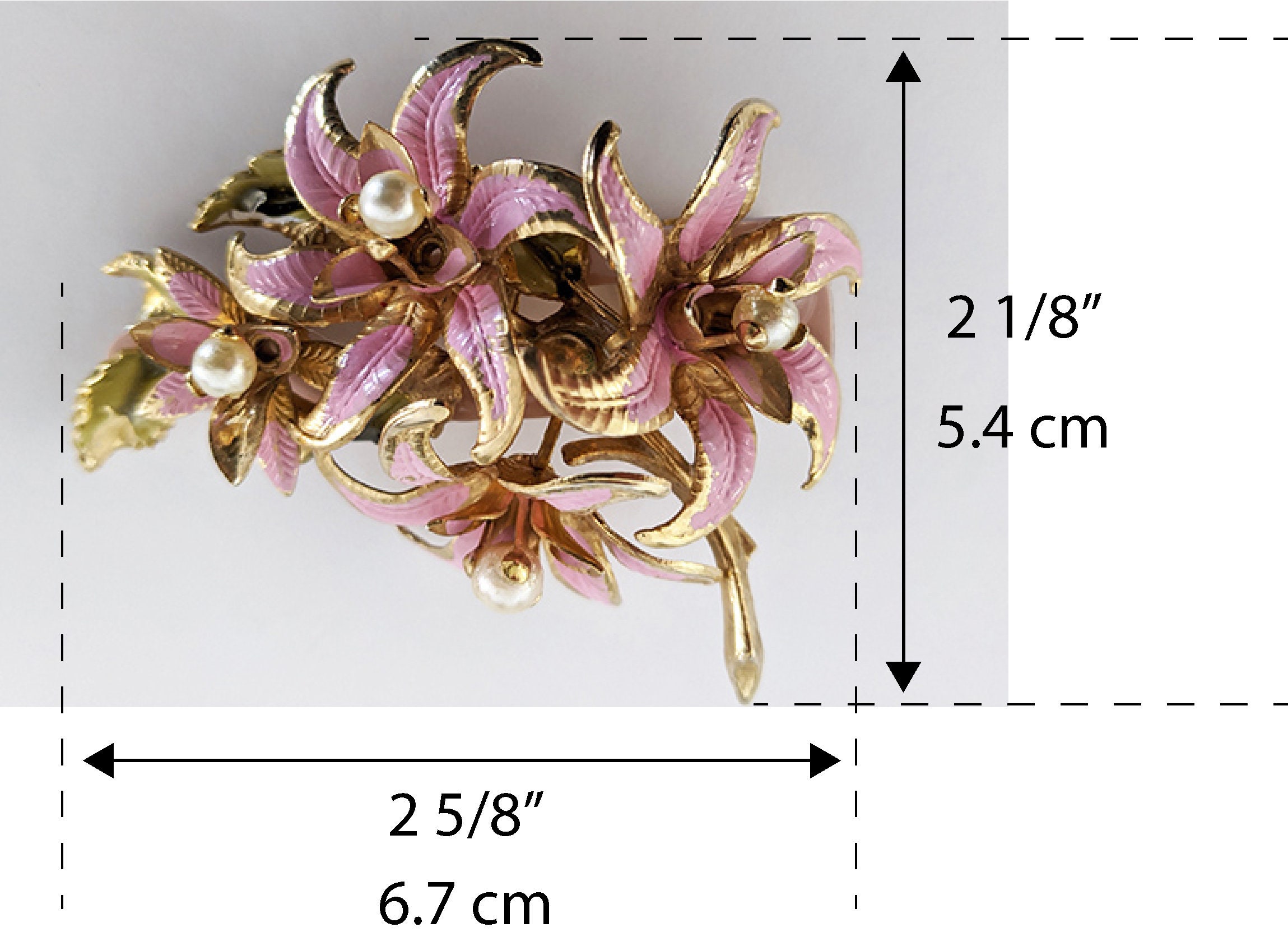 Vintage Enamel Floral Hair Clip - Etsy display picture 1