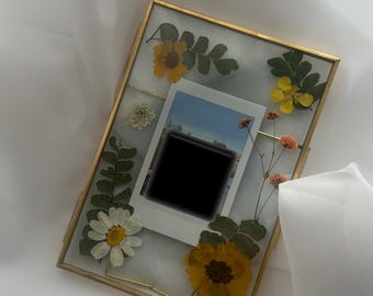 Pressed Flower Frame with Instant Print Photo | Custom Photo Gift