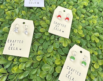 Sterling Silver Mushroom Huggie Earrings | Nickel Free