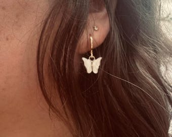 Gold Huggie Butterfly Earrings | Nickel Free Cute Gift
