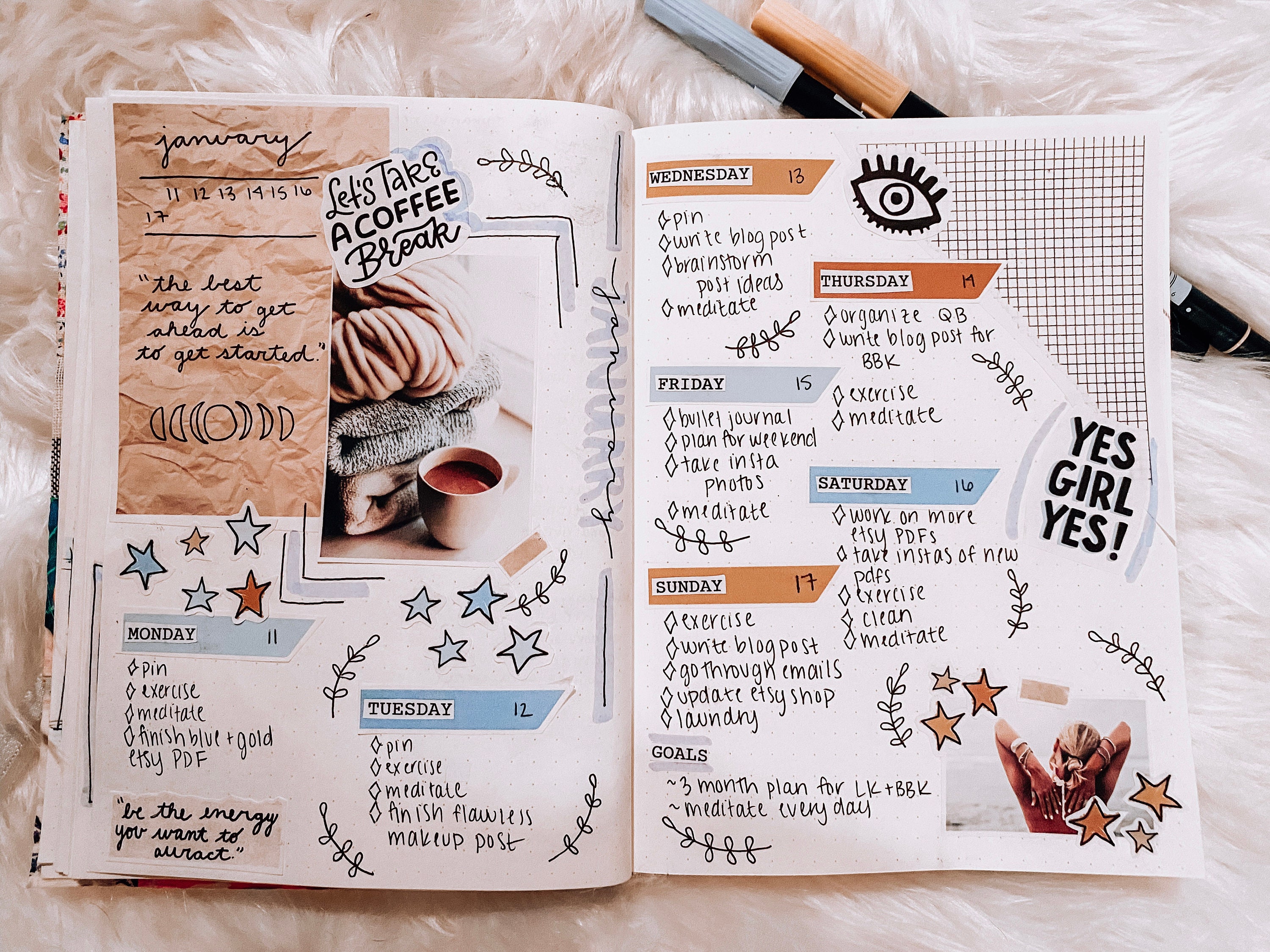 Slow Living Bullet Journal Printable Kit Cute Illustrated Planner