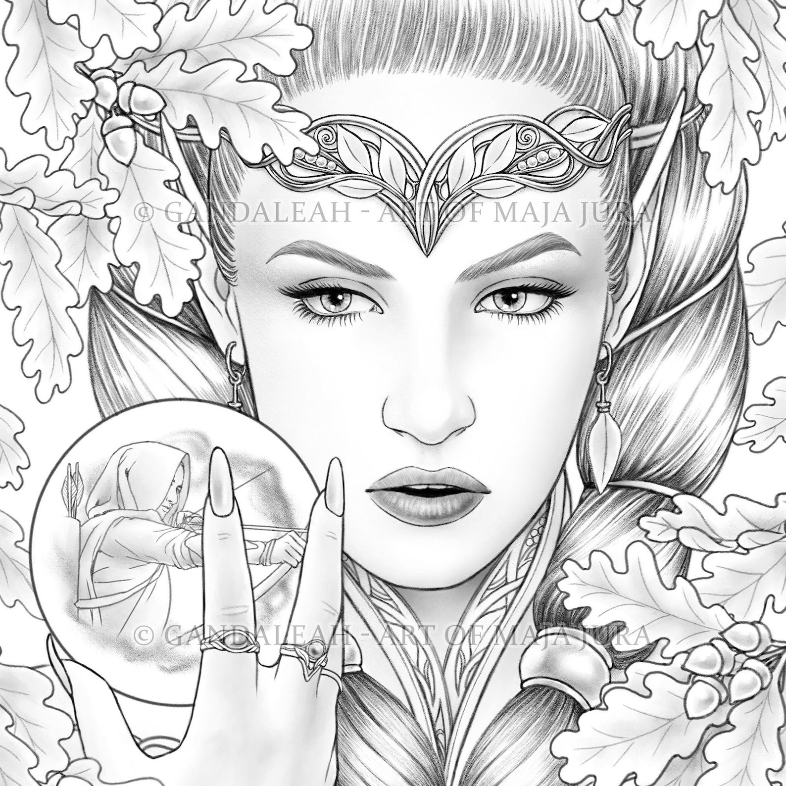Grayscale coloring. Осень эльфы черно-белые красивые рисунки. amazing grayscale colouring book.